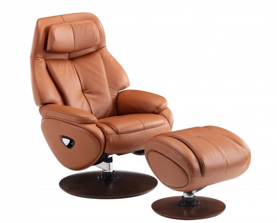Capri Leather Pedestal Chair & Ottoman-image