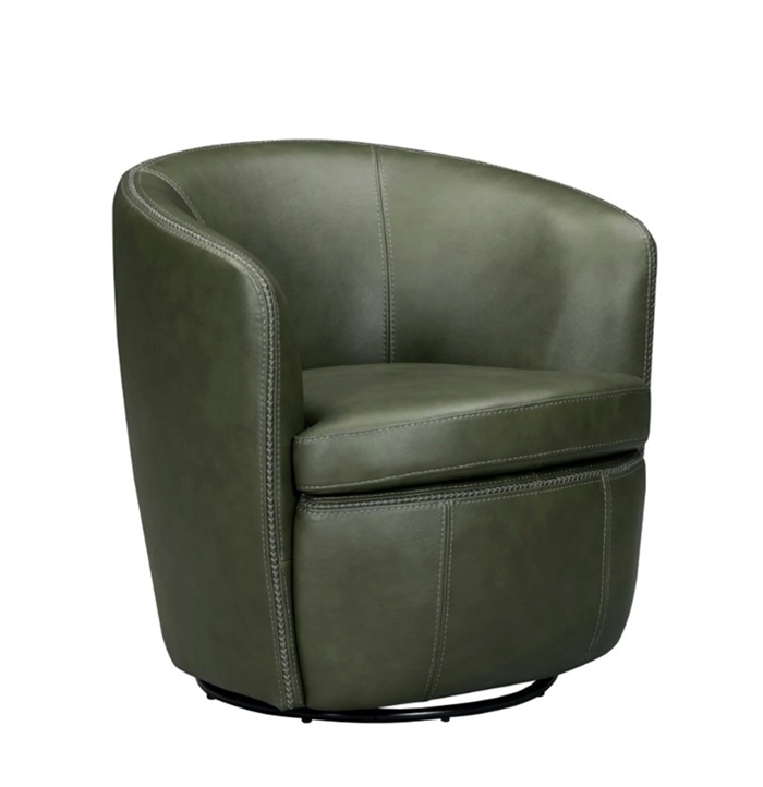 Barrel Leather Swivel Chair-image